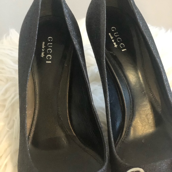 Gucci Glitter Hollywood Horsebit Peep Toe Pumps!🌟 - Picture 3 of 7